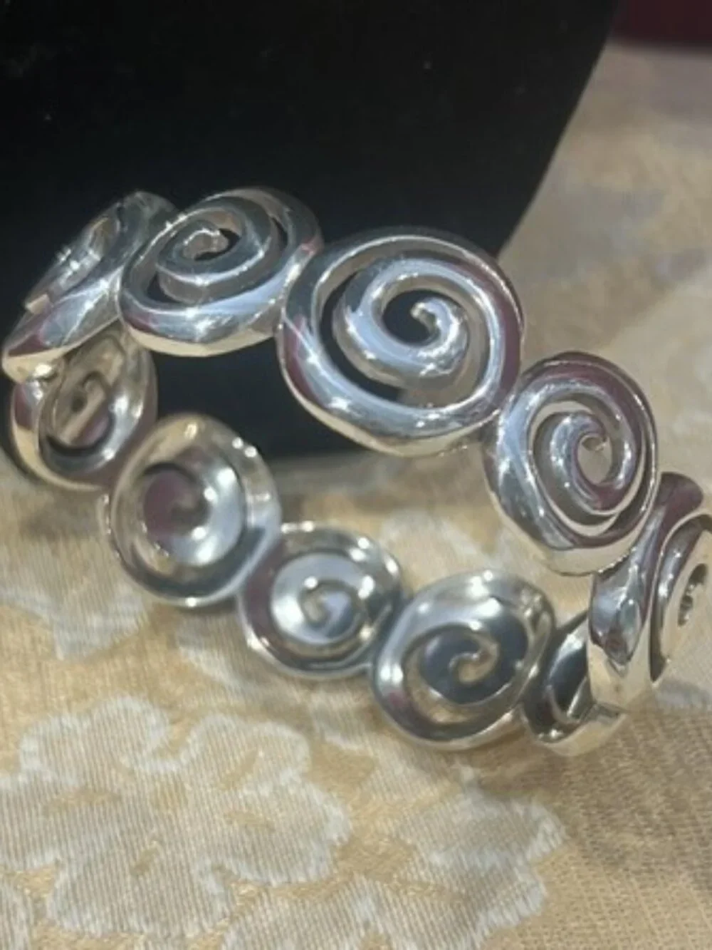 BRIGHTON “VERTIGO” Silver Swirl Hinged BRACELET